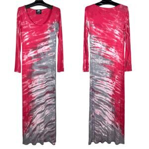Bird & Vine Red Tie Dye Long Sleeve Maxi Dress Small NWOT